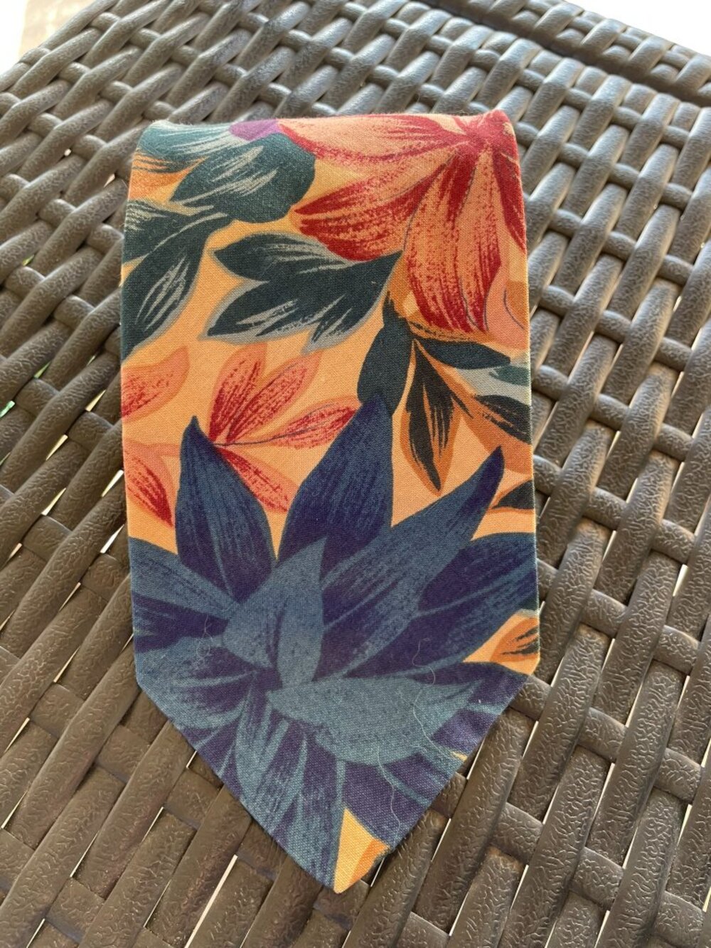 Rohde Royce Floral Tropical Necktie Beige Blue Orange Botanical Mens Tie